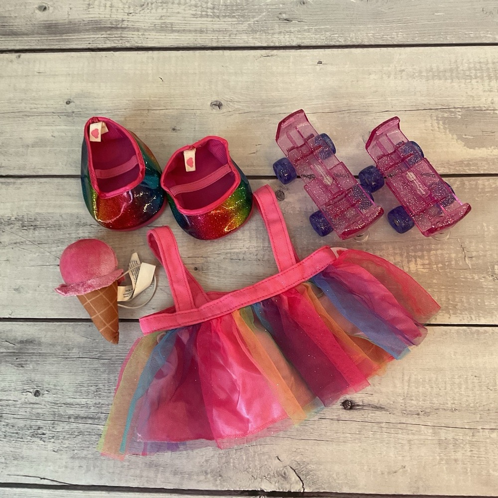 Build‎ A Bear Workshop BABW Dress Shoes Roller Skates Rainbow Sparkles